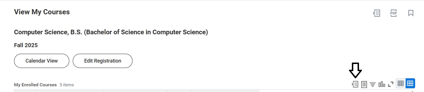 Workday Export Button Location
